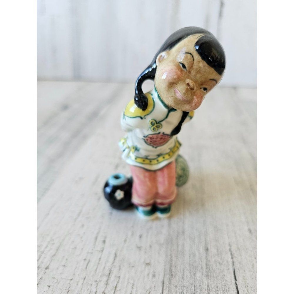 Gort lil pumpkin priolo‎ girl lantern figurine statue vintage CL49 says